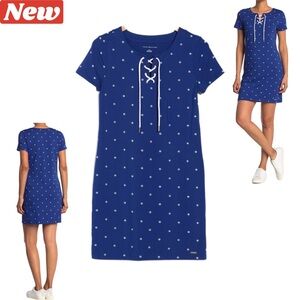 🆕 Tommy Hilfiger Shipwheel Laceup dress Blue and white